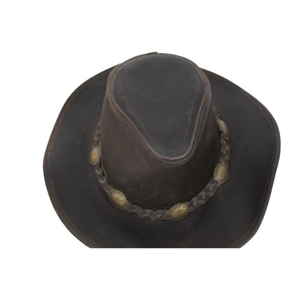 COPY - Henschel Hat Co USA H1H Brown Leather Cowboy Western Outback Mens XL - Picture 2 of 7